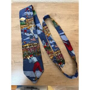 Windsor Americana Series Silk Tie Vintage Baseball Yer Out Circa 1921 Blue Mens